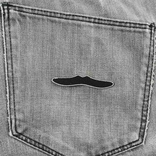 Aufnäher - Schnurrbart - Mustache dünn geschwungen - Sticker