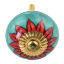 Möbelknauf aus Keramik Shabby Chic - Blume 23 - blau...