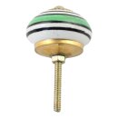 Ceramic door knob shabby chic - Stripes - green-blue