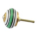 Ceramic door knob shabby chic - Stripes - green-blue