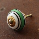 Ceramic door knob shabby chic - Stripes - green-blue