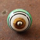 Ceramic door knob shabby chic - Stripes - green-blue