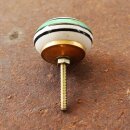 Ceramic door knob shabby chic - Stripes - green-blue