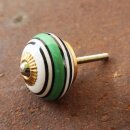 Ceramic door knob shabby chic - Stripes - green-blue