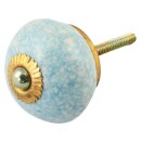 Möbelknauf aus Keramik Shabby Chic - Marmor - hellblau