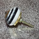 Möbelknauf aus Keramik Shabby Chic - Streifen & Striche - weiß - schwarz