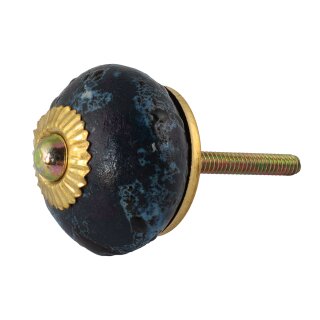 Ceramic door knob shabby chic - used look - blue - brown