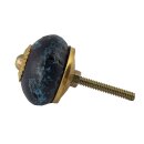 Ceramic door knob shabby chic - used look - blue - brown