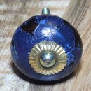 Ceramic door knob shabby chic - used look - blue - brown