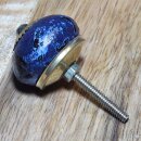Ceramic door knob shabby chic - used look - blue - brown
