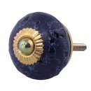 Ceramic door knob shabby chic - used look - blue - brown