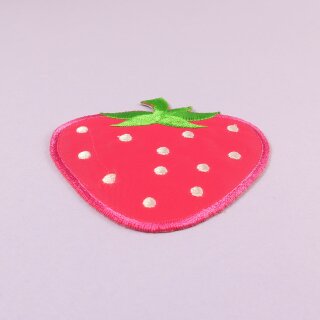 Aufnäher - Erdbeere - pink - Patch