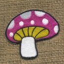 Aufnäher - Pilz - Fliegenpilz pink-weiß - Patch