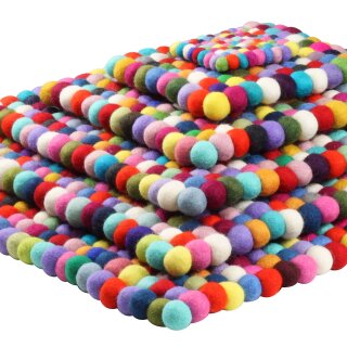 Felt Coaster - Felt balls - Coasters for drinks - multicoloured - square