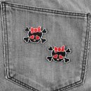 Patch - Skull with hearts small - red
