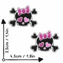 Patch - Skull with hearts - small pink - Set of 2