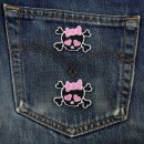 Patch - Skull with hearts - small pink