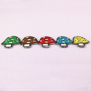 Patch - Five Mushrooms - green-brown-red-blue-yellow