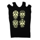 Tank Top mit Cut Outs - Minikleid - Cold Shoulder - Totenköpfe - Dia de Muertos - schwarz