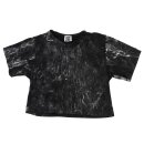 Crop Top - Shirt - Used Look - Stonewashed - schwarz