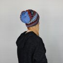 Woolen Hat - Beanie - Pattern 01 - knitted - red-blue