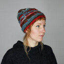 Woolen Hat - Beanie - striped - blue-red
