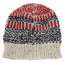Woolen Hat - Knit Cap - Beanie - striped - black-red