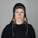 Woolen Hat - Knit Cap - Earflaps and Cords - blue-red