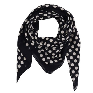 Cotton scarf - Dots 2,5 cm black - white 1 - squared kerchief