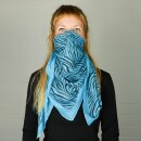 Cotton scarf - Zebra turquoise - black - squared kerchief