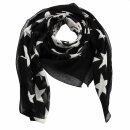 Cotton Scarf - Stars & Butterfly black - white - squared kerchief