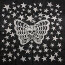 Cotton scarf - Stars & Butterfly black - white - squared kerchief