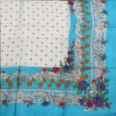 Cotton scarf - Flowers 2 blue light - squared kerchief