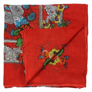 Baumwolltuch - Blumenmuster 2 rot - quadratisches Tuch