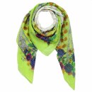 Cotton Scarf - Flowers 2 green light - squared kerchief