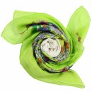 Cotton scarf - Flowers 2 green light - squared kerchief