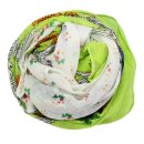 Cotton Scarf - Flowers 2 green light - squared kerchief