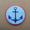 Patch - Anchor - round white-blue striped