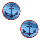 Patch - Anchor - small white-blue striped - Set of 2