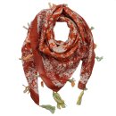 Cotton Scarf - Flowers and ornaments - Model 07 - squared...