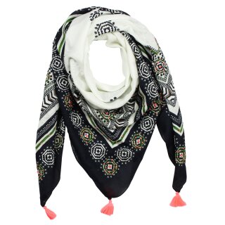 Baumwolltuch - Blumen und Ornamente - Modell 03 - quadratisches Tuch