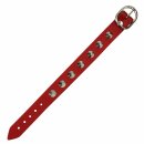 Leather-Bracelet with studs 1-row - red