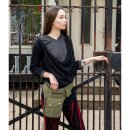 Sweater with hood - two layers - waterfall collar - black-gray - jersey