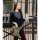 Sweater with hood - two layers - waterfall collar - black-gray - jersey
