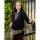 Sweater with hood - two layers - waterfall collar - black-gray - jersey