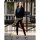 Sweater with hood - two layers - waterfall collar - black-gray - jersey