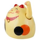 Glückskatze - Maneki-neko - rundliche Winkekatze 8 cm - beige