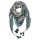 Silk scarf with tassels - 100x100 cm - pink-gray-blue