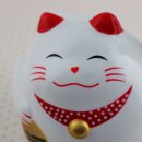 Glückskatze - Maneki-neko - rundliche Winkekatze 11 cm - weiß