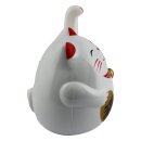 Glückskatze - Maneki-neko - rundliche Winkekatze 11 cm - weiß